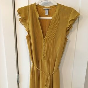 H&M Yellow Pleated Shirt Dress
